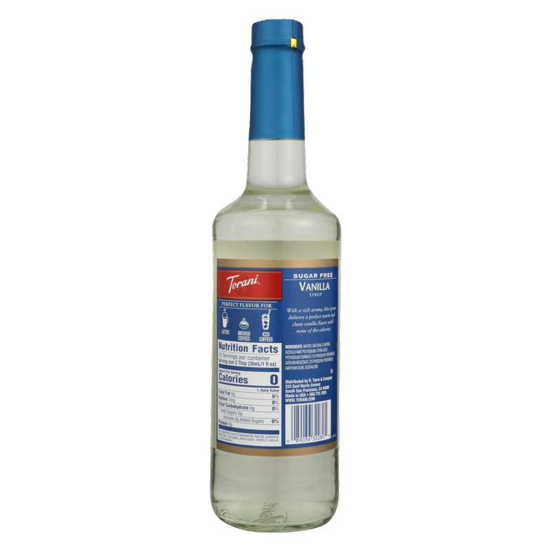 Torani Sugar Free Vanilla Syrup 750mL Btl
