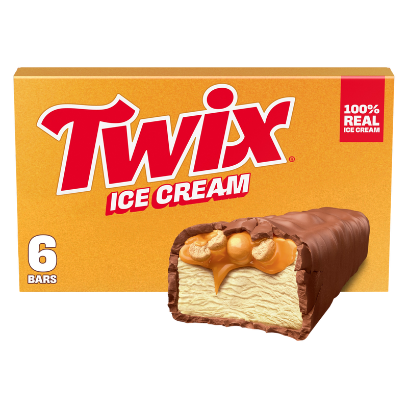 TWIX Ice Cream Bars Vanilla Caramel Chocolatey Cookie Dessert Bar , 6ct