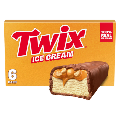 TWIX Ice Cream Bars Vanilla Caramel Chocolatey Cookie Dessert Bar , 6ct