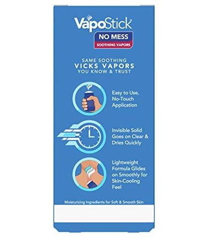 Vicks VapoStick, Invisible Solid Balm with Soothing Vicks Vapors, Non-Medicated, 1.25 Oz