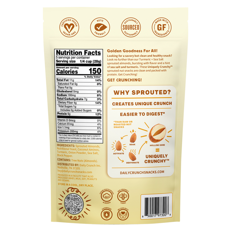 Daily Crunch Turmeric + Sea Salt Sprouted Almonds 5 oz