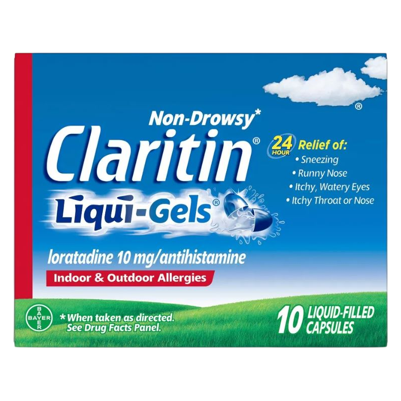 Claritin Allergy Relief 24 Hour Non-Drowsy Loratadine Liquid Gel, 10ct