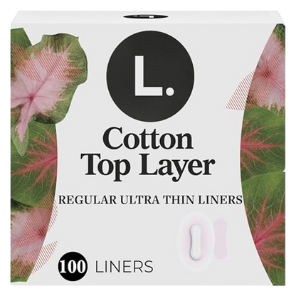L. Liners for Women, Organic Cotton Top Layer, Regular Coverage, Pantiliners, 100 CT