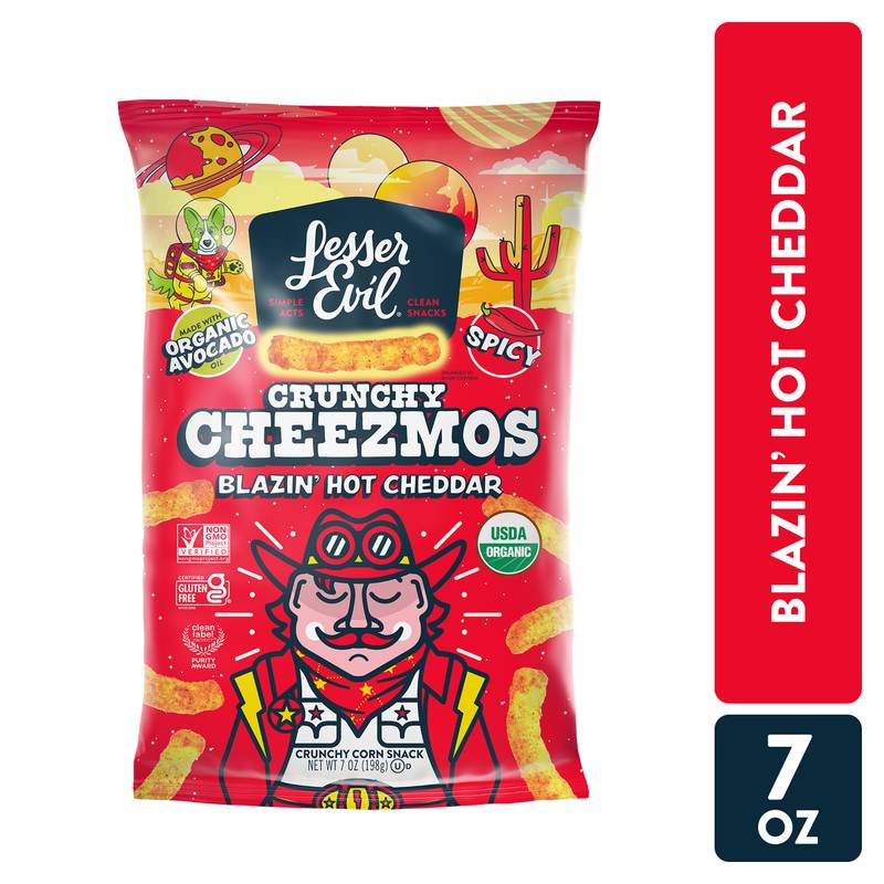 LesserEvil Crunch Cheezmos Blazin' Hot, 7oz