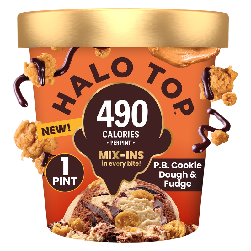 Halo Top Mix-In Peanut Butter Cookie Dough and Fudge, 16 fl oz