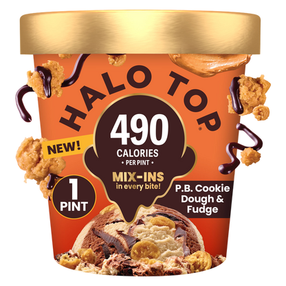 Halo Top Mix-In Peanut Butter Cookie Dough and Fudge, 16 fl oz