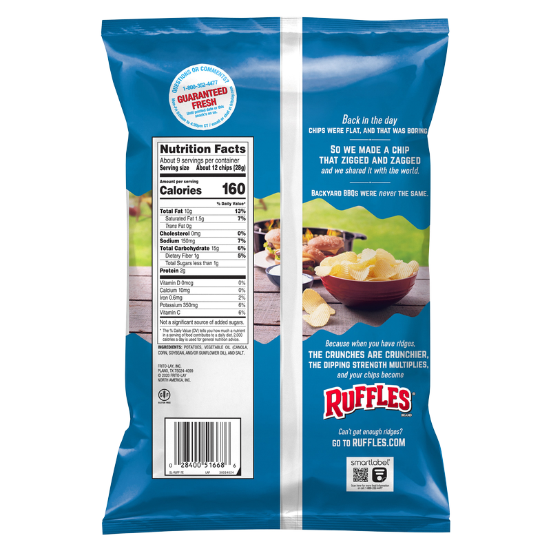 Original Ruffles Ridges Ruffles Original Potato Chips 8.5oz - Ruffles – BevMo!