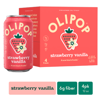 Olipop Strawberry Vanilla 4pk 12oz Can - XL Shelf Stable
