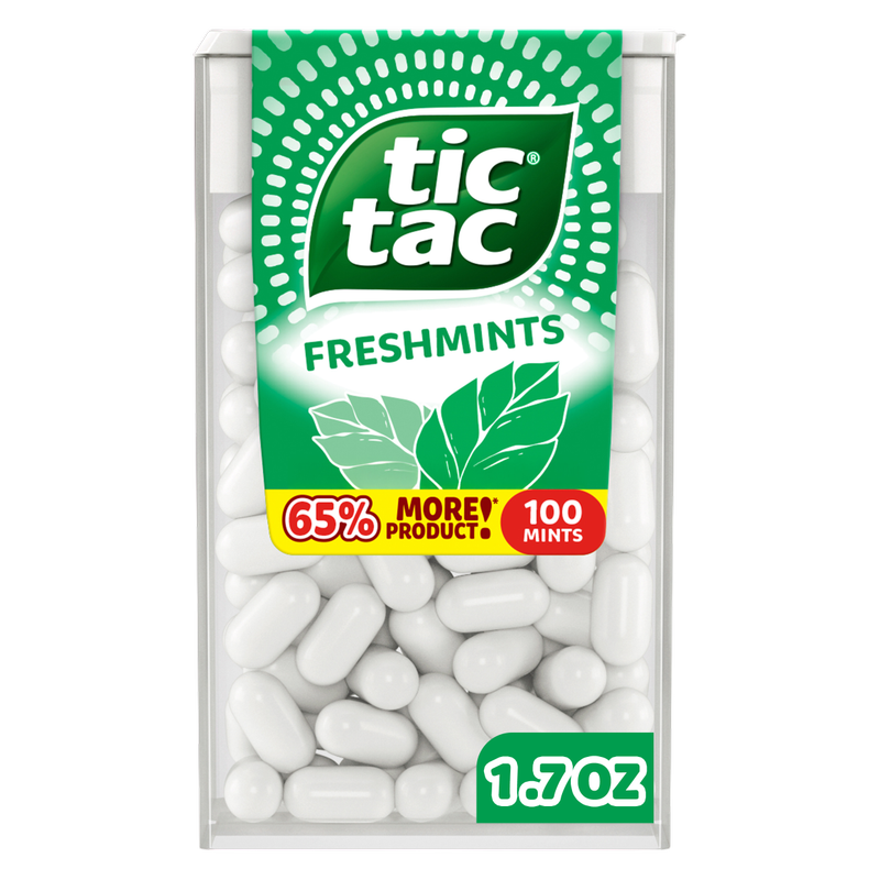Tic Tac Freshmints, On-the-Go Breath Mints, Pocket-Sized Mints, 100 pieces, 1.7 oz Single Pack