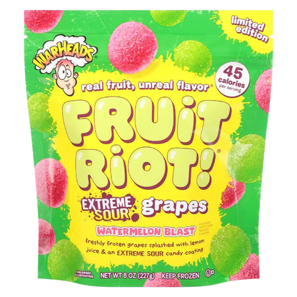 Fruit Riot x Warheads Extreme Sour Watermelon Blast Grapes 8oz