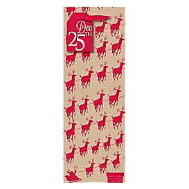 Bottle Bag Red Foil Reindeer