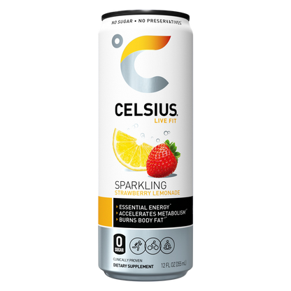 CELSIUS Sparkling Strawberry Lemonade Essential Energy Drink 12oz Can
