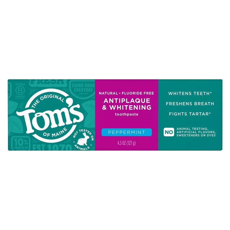Tom's Antiplaque and Whitening Natural Toothpaste, Peppermint, 4.5oz