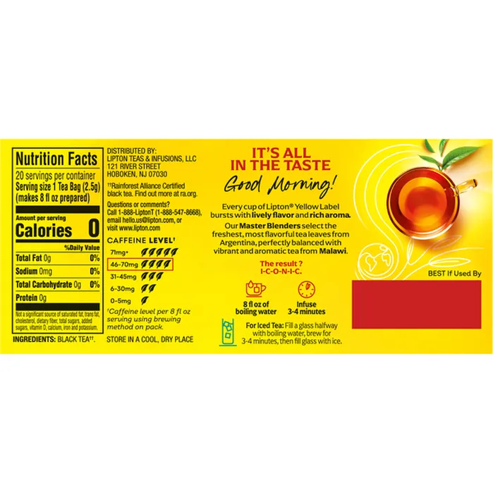 Lipton Black Tea Bags 20ct Bag