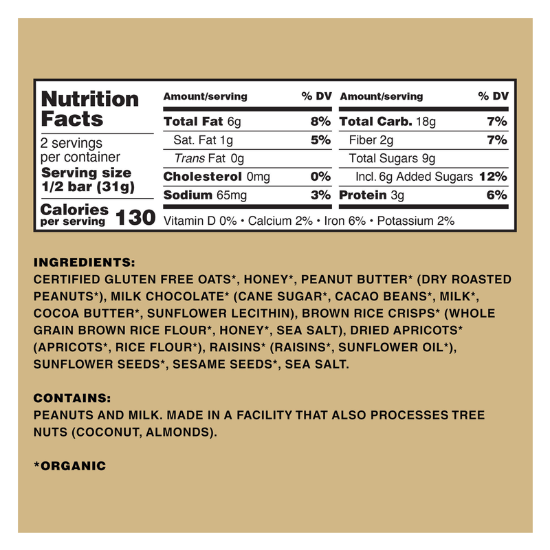 Kate's Real Food Peanut Butter Milk Chocolate Bar 2.2oz