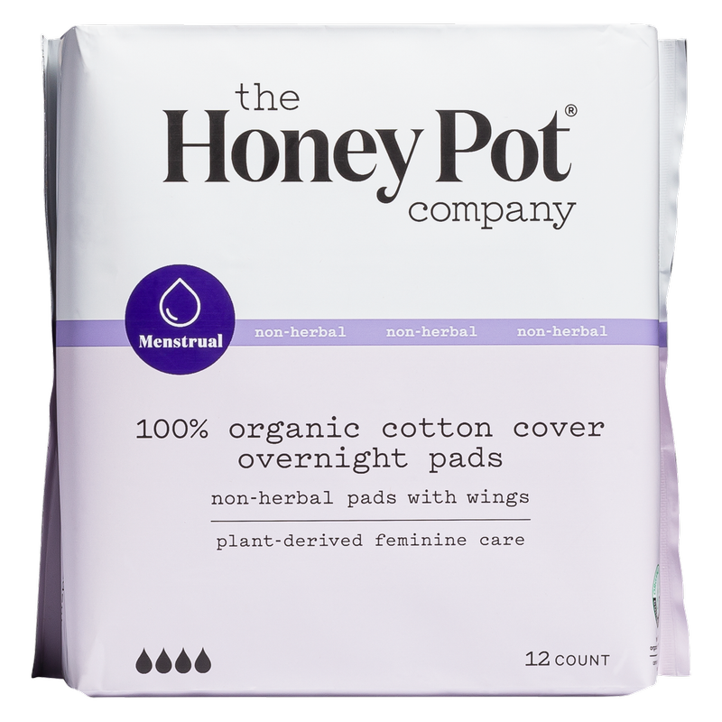 The Honey Pot Herbal Overnight Menstrual Pads, 12ct