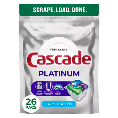 Cascade Platinum Plus Dishwasher Detergent Pods, Fresh Scent, 26 count