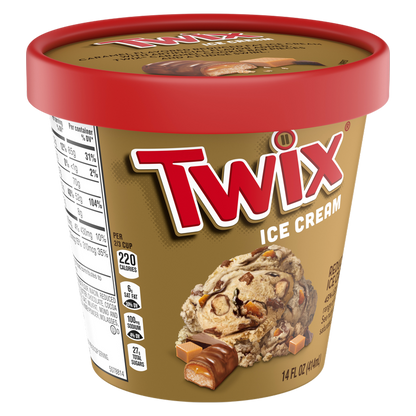 TWIX Caramel Fudge Swirl Ice Cream Reduced Fat Cookie Caramel Ice Cream with Twix Candy Bar Pieces, 14oz