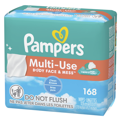 Pampers Baby Wipes Multi-Use Clean Breeze 3X Pop-Top 168ct