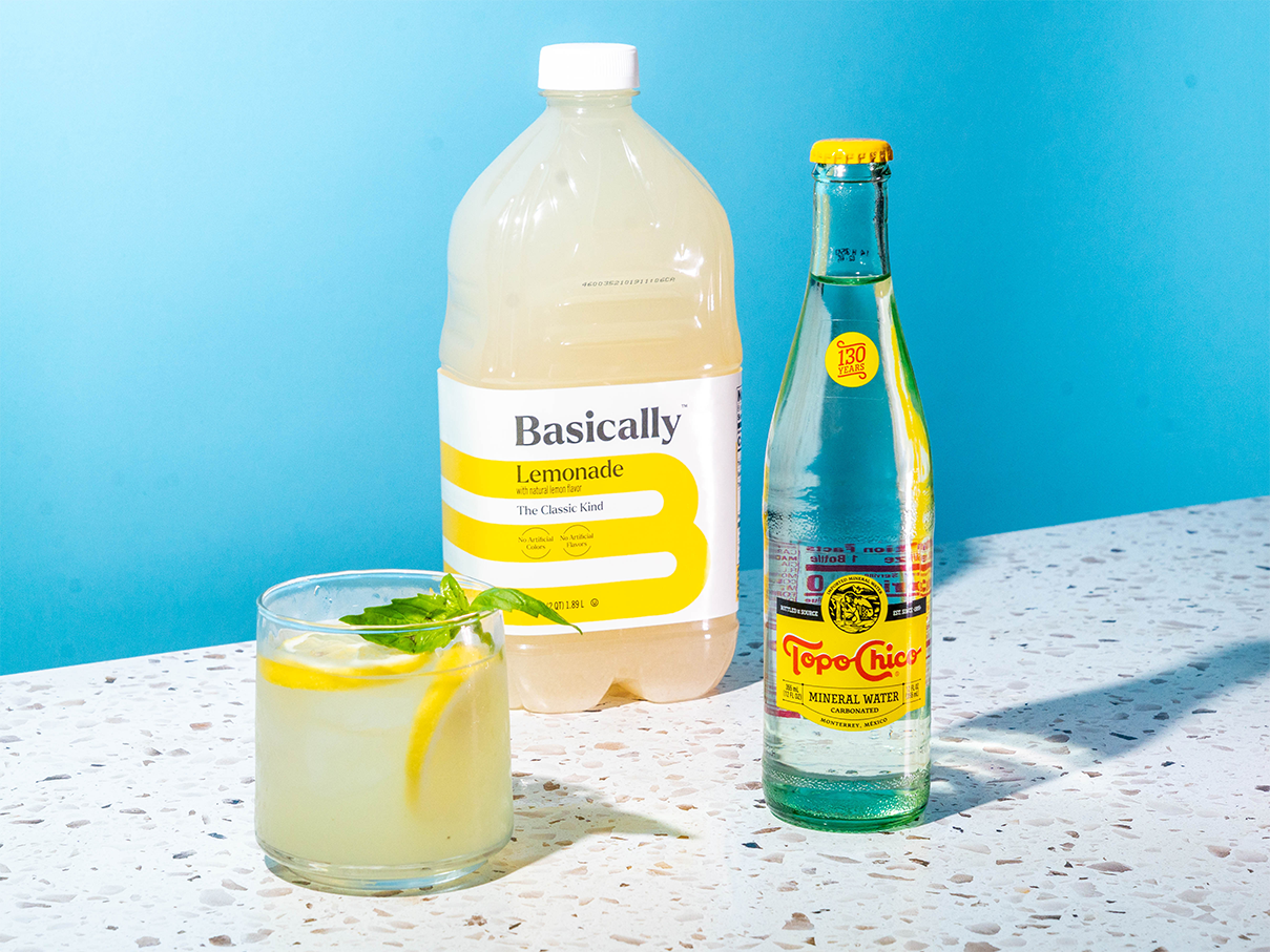 Lemon basil sparkler mocktail