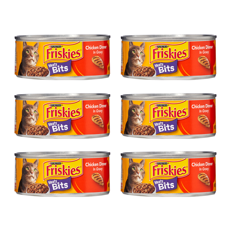 6 Ct Purina Friskies Meaty Bits Chicken in Gravy Wet Cat Food 5.5oz