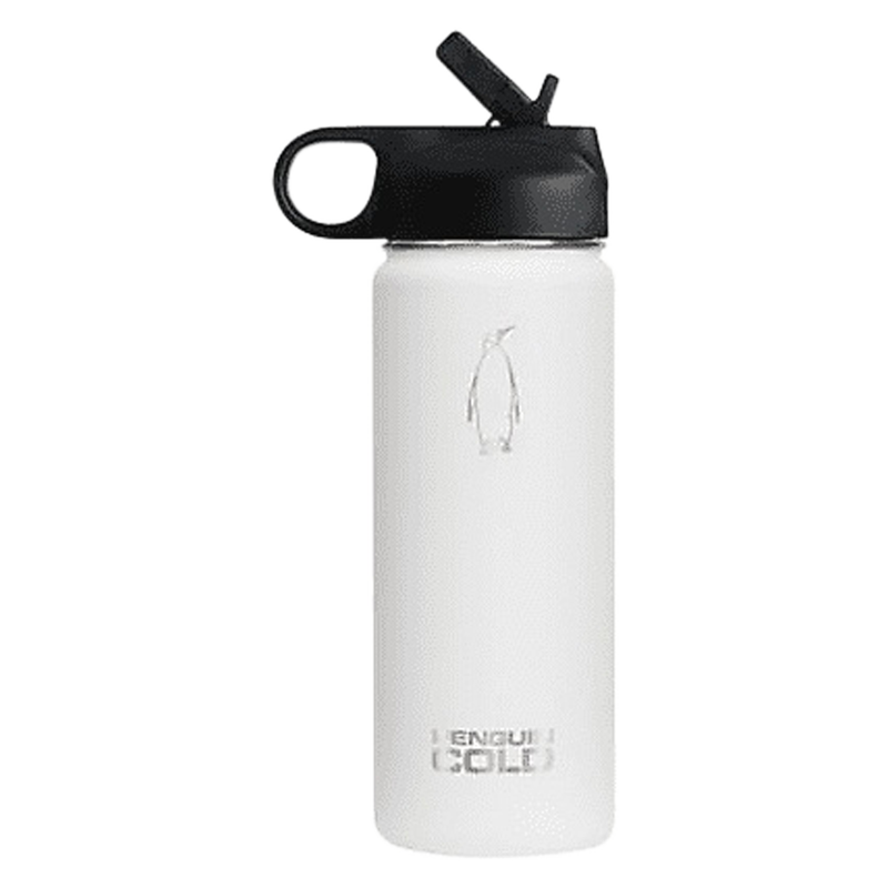 Penguin White Insulated Stainless Steel Bottle 18oz