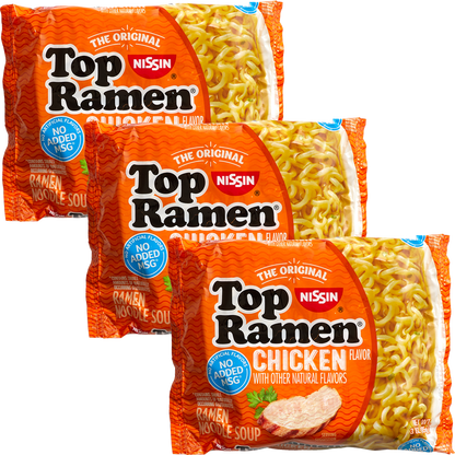 3ct Nissin Top Ramen Chicken Flavor Ramen Noodle soup 3oz