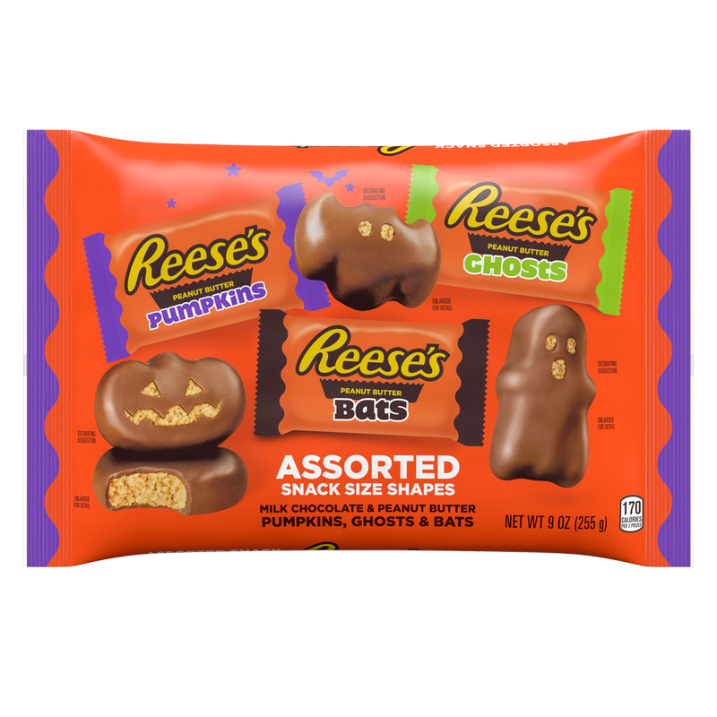 Reese's Peanut Butter Assorted Halloween Shapes Snack Size Bag 9oz