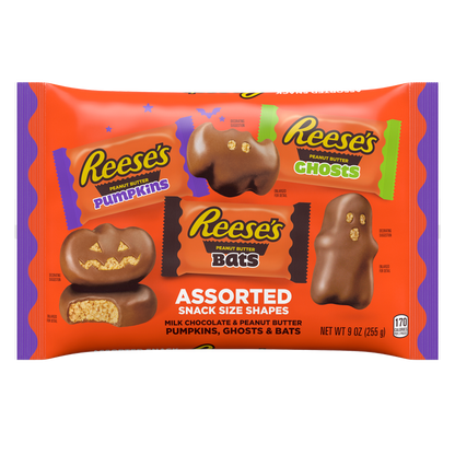 Reese's Peanut Butter Assorted Halloween Shapes Snack Size Bag 9oz