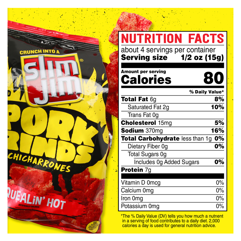 Slim Jim Squealin' Hot Pork Rinds 2oz