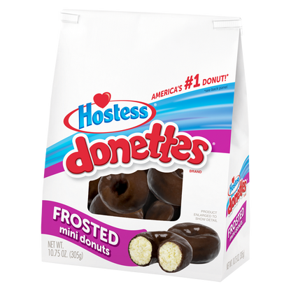 HOSTESS Frosted Mini DONETTES Bag, Chocolate Breakfast Treats,10.75 oz