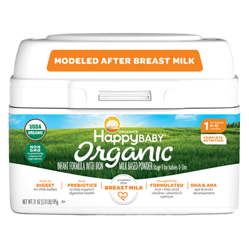 Happy Baby Organic Infant Formula Powder with Iron Stage 1 (0-12 months) 21oz