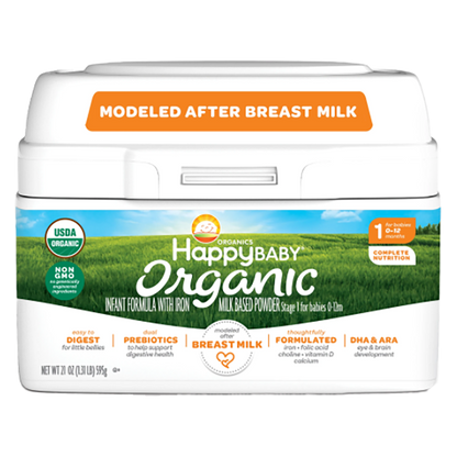 Happy Baby Organic Infant Formula Powder with Iron Stage 1 (0-12 months) 21oz