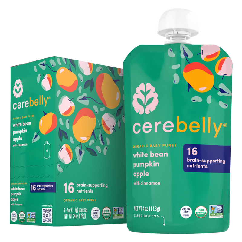 Cerebelly Organic White Bean Pumpkin Apple Baby Puree 4oz 6pk