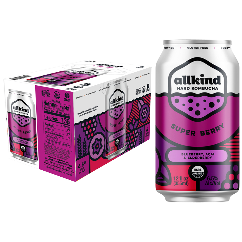 AllKind Super Berry Hard Kombucha 6pk 12oz Can 6.5% ABV - BevMo