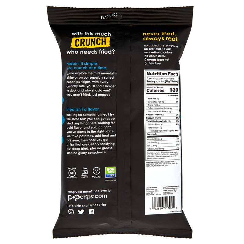 Popchips Ridges Sea Salt 5oz
