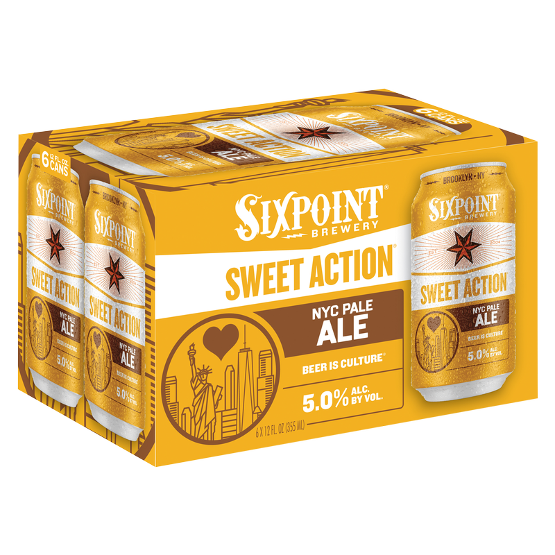 Sixpoint Brewery Beer, NYC Pale Ale, Sweet Action, 6 Pack - 6 pack, 12 fl oz cans