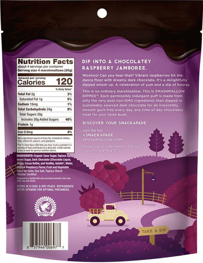 Smashmallow Dark Chocolate Dipped Raspberry Marshmallows 4.5oz