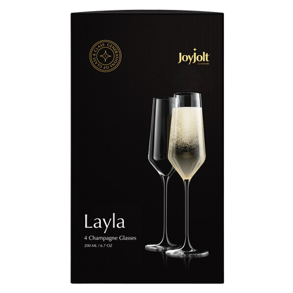 Layla Crystal Champagne Glasses 6.7oz 4pk