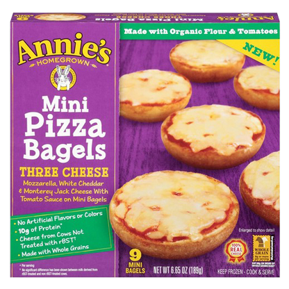Annie's Homegrown Frozen 3 Cheese Mini Pizza Bagels 9ct 6.65oz