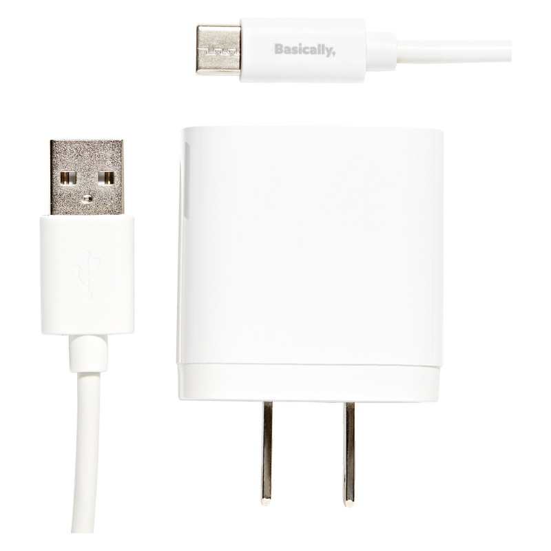Basically, Charging Bundle USB-C to USB-A Cable with Dual-Port USB and USB-C Wall Charger