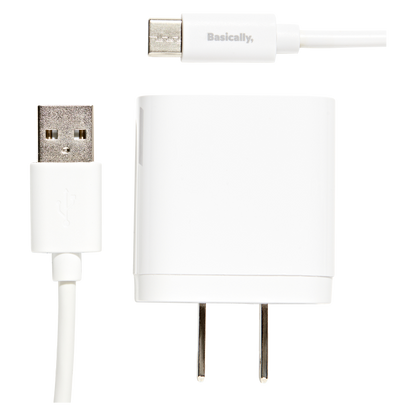 Basically, Charging Bundle USB-C to USB-A Cable with Dual-Port USB and USB-C Wall Charger