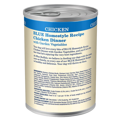 4 Ct Blue Buffalo Homestyle Recipe Chicken Dog Food 12.5oz
