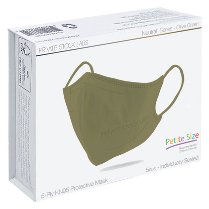Petite KN95 Protective Mask - Neutral Series - Olive Green (Pack of 5)