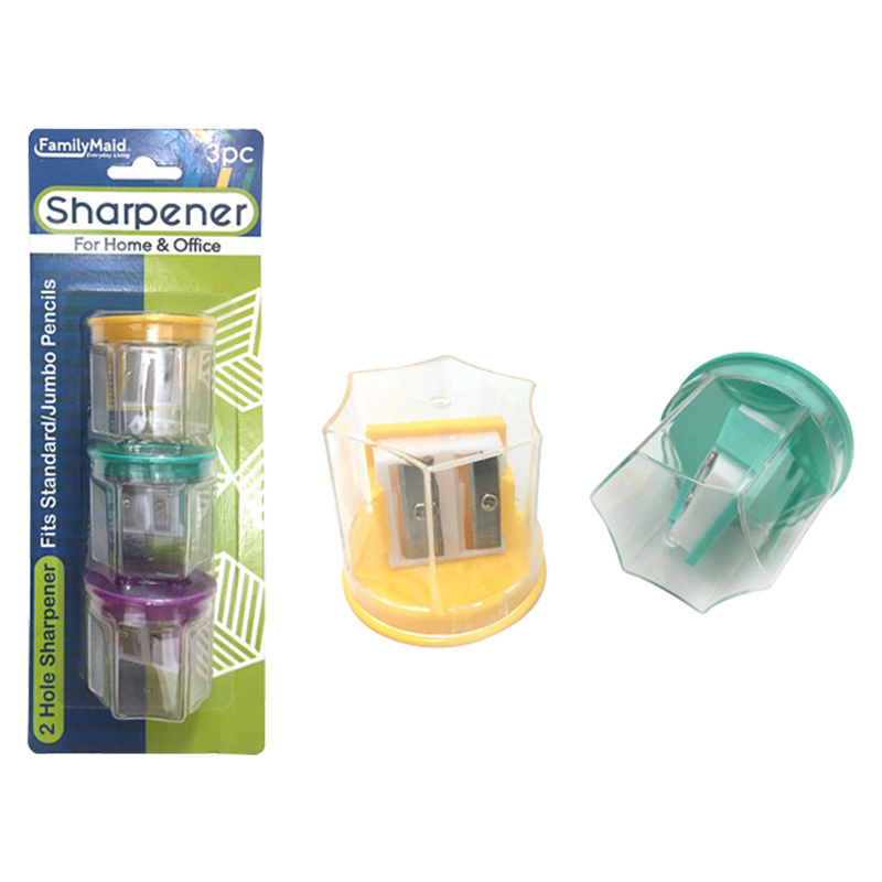 Family Maid Pencil Sharpener 2 Hole 3pk