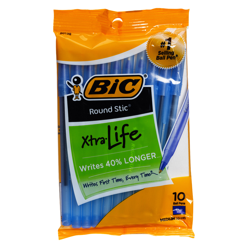 Bic Round Stic Xtra-Life Blue Pens 10pk