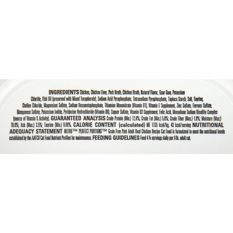 6 Ct Nutro Perfect Portions Trays Grain-Free Pate Real Chicken Recipe Wet Cat Food 2.6oz