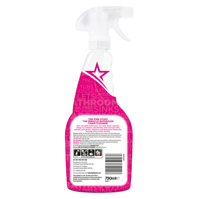  Stardrops - The Pink Stuff - Ultimate Bundle - The Miracle  Cleaning Paste, Bathroom Spray (1 Cleaning Paste, 1 Multi-Purpose Spray, 1  Cream Cleaner, 1 Bathroom Foam Cleaner) : Health & Household
