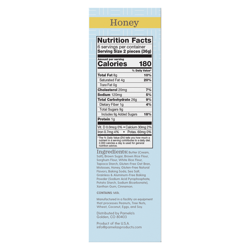 Pamela's Gluten Free Honey Grahams 7.5oz box