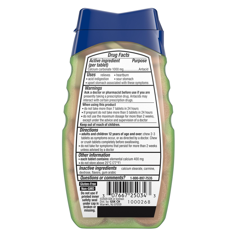 Tums Naturals Black Cherry & Watermelon Ultra Strength Antacid Chewable Tablets 56ct